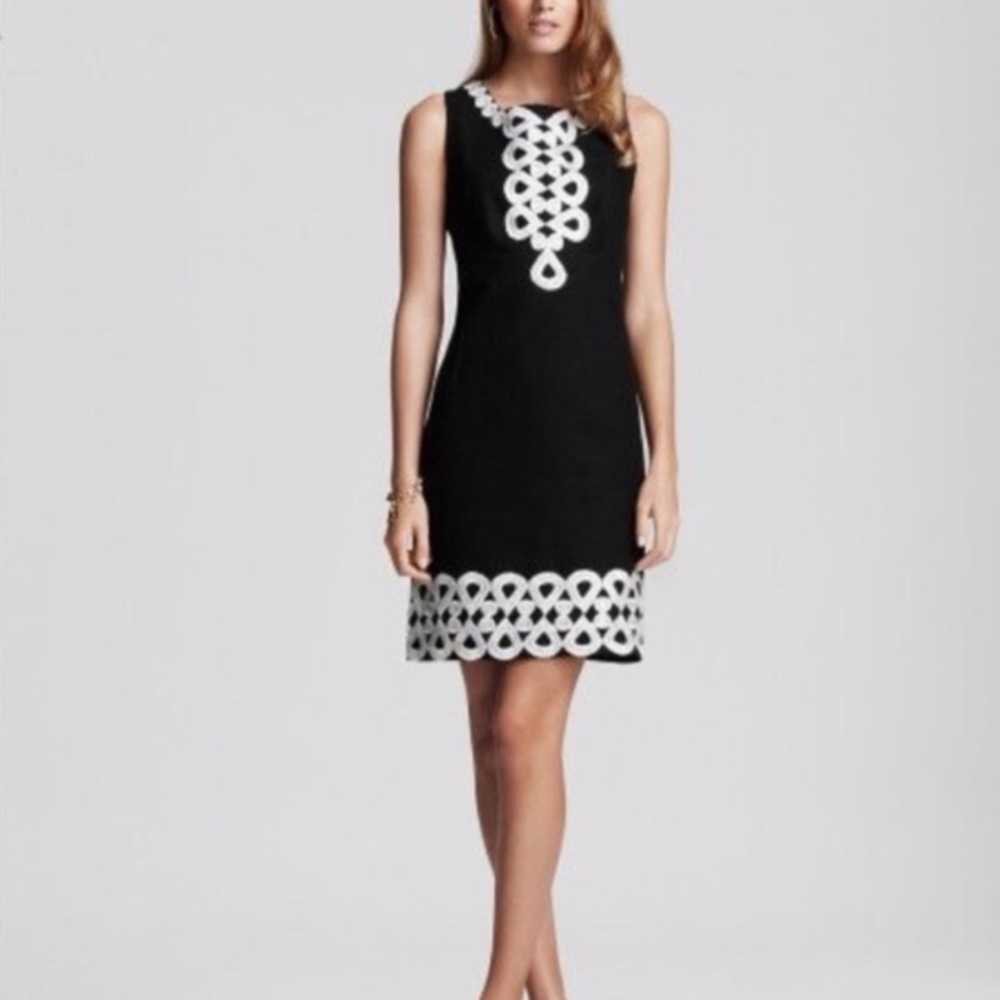 Lilly pulitzer black and silver embroidered dress